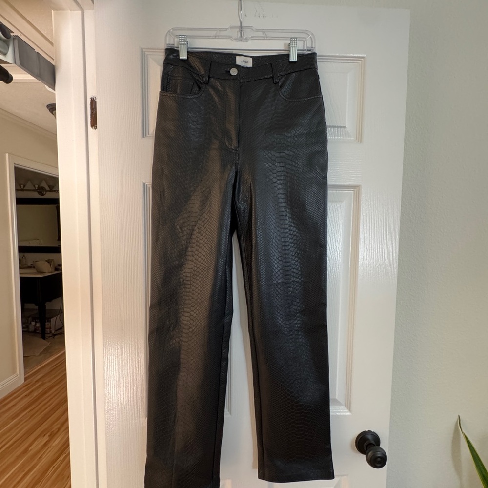 Aritzia Winifred Black Faux Leather Pants